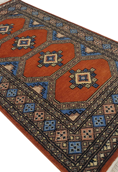 SUPERFINE BUKHARA ORANGE WITH 4 MEDALLION & MULTICOLOUR BORDER - AR3994