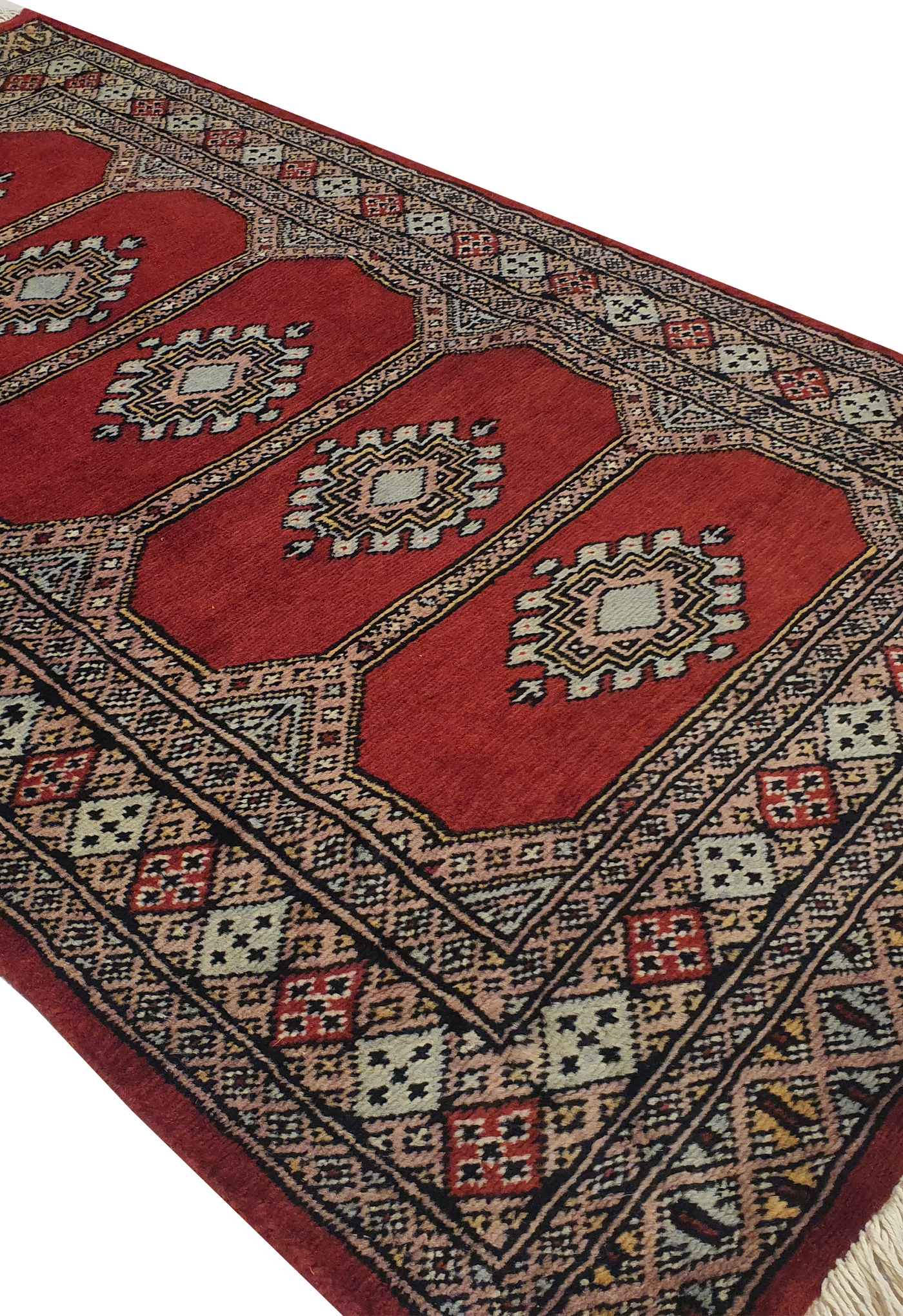 SUPERFINE BUKHARA RED WITH 5 MEDALLION & MULTICOLOUR BORDER - AR3983