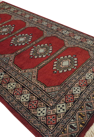SUPERFINE BUKHARA RED WITH 5 MEDALLION & MULTICOLOUR BORDER - AR3983