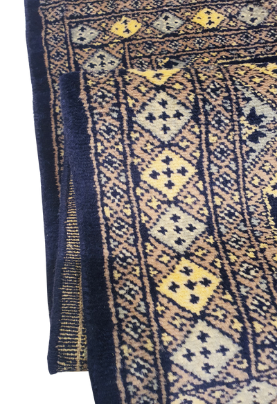 SUPERFINE BUKHARA BLUE WITH 5 MEDALLION WHITE & GREY BORDER - AR3988