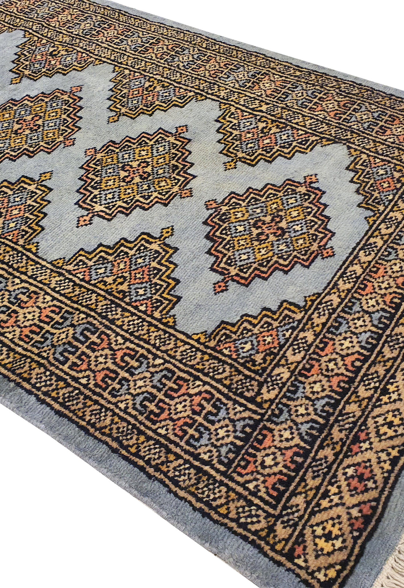 SUPERFINE BUKHARA GREY WITH 3 MEDALLION & BROWN BORDER - AR3999