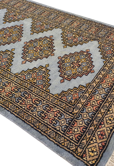 SUPERFINE BUKHARA GREY WITH 3 MEDALLION & BROWN BORDER - AR3999