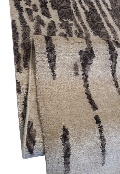 Superfine Galaxy One Side Broken Design Silk and Wool Brown and Cream-VP145
