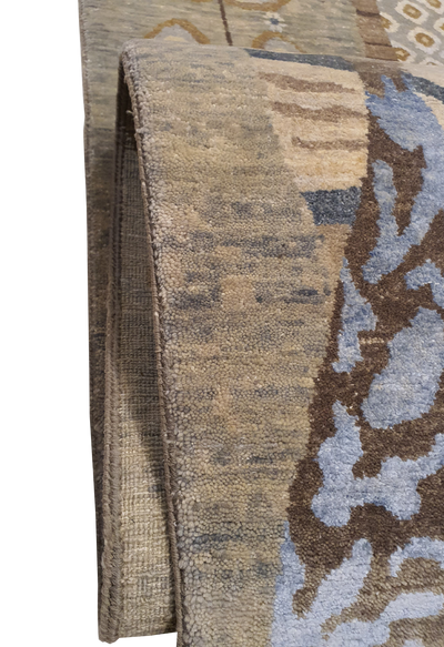Persian Trees Of Life Motif Silk and Wool Light Brown With Dark Brown Motif - VP141