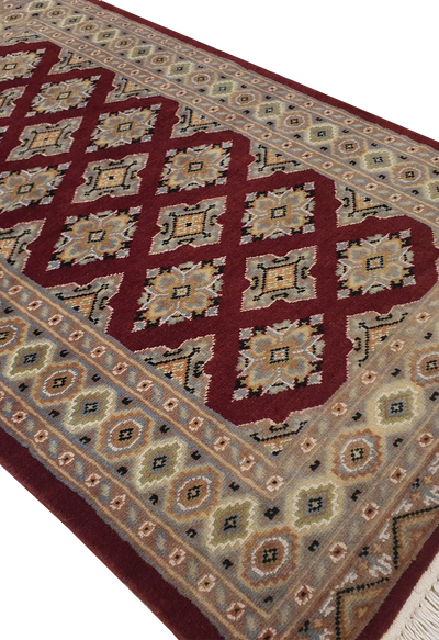 SUPERFINE BUKHARA RED & BROWN ALLOVER DESIGN WITH SILK - AR4002