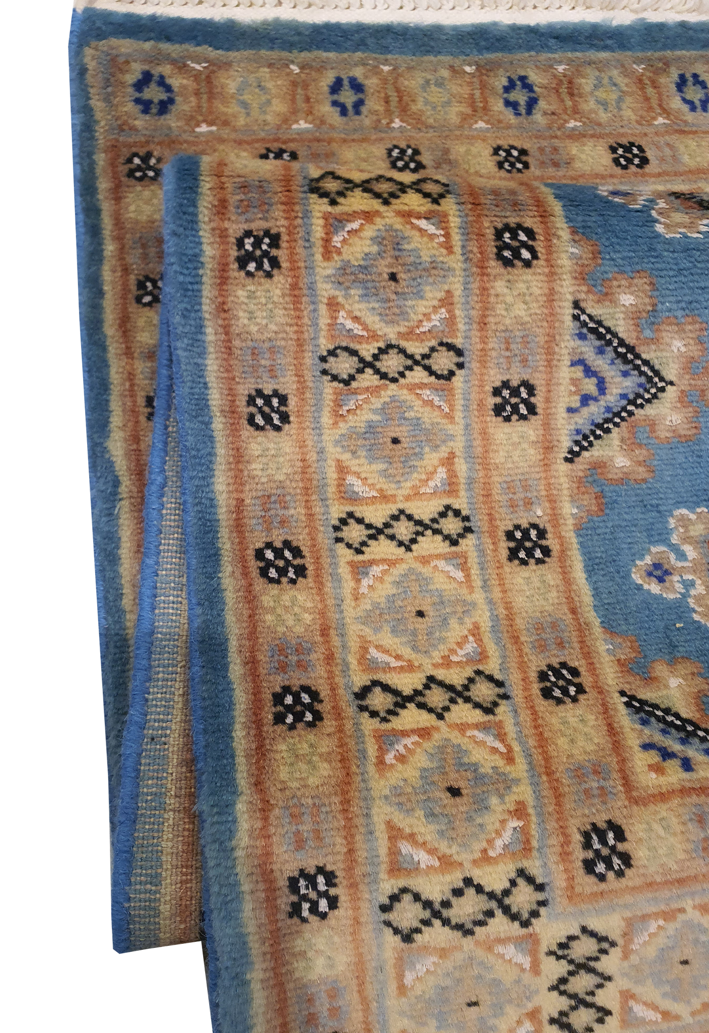 SUPERFINE BUKHARA SEA BLUE ALLOVER DESIGN WITH SILK - AR4000