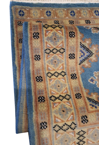 SUPERFINE BUKHARA SEA BLUE ALLOVER DESIGN WITH SILK - AR4000