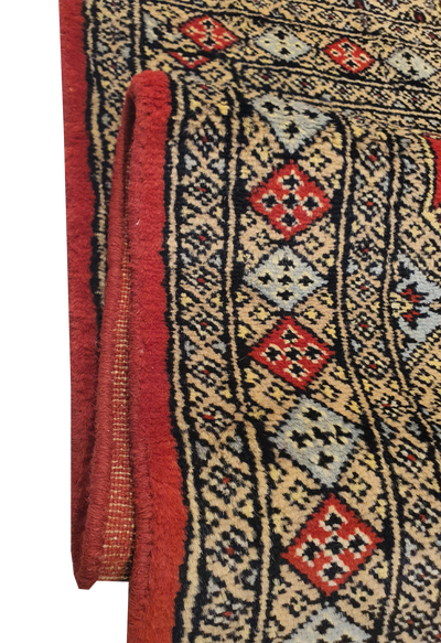 SUPERFINE BUKHARA RED WITH 5 MEDALLION & MULTICOLOUR BORDER - AR3982