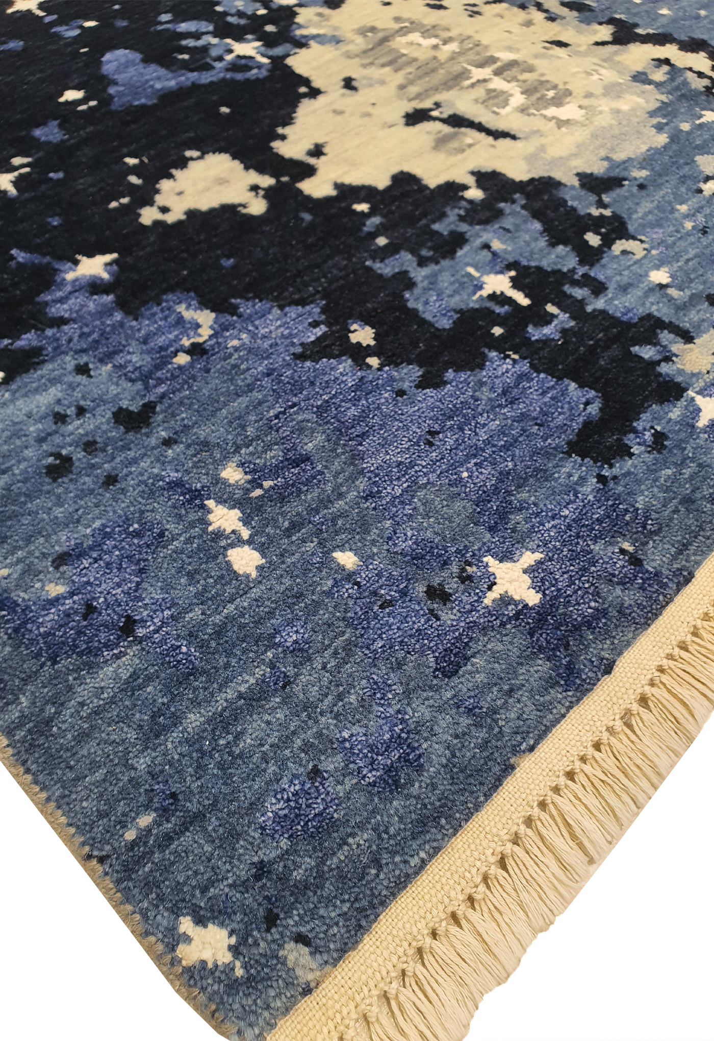 Superfine Persian Silk and Wool Galaxy Design Wool Light Grey, Dark Grey, Light Blue and Dark Blue-VP004