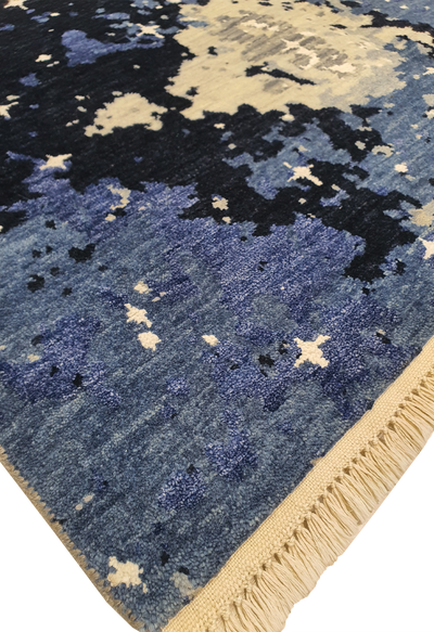 Superfine Persian Silk and Wool Galaxy Design Wool Light Grey, Dark Grey, Light Blue and Dark Blue-VP004