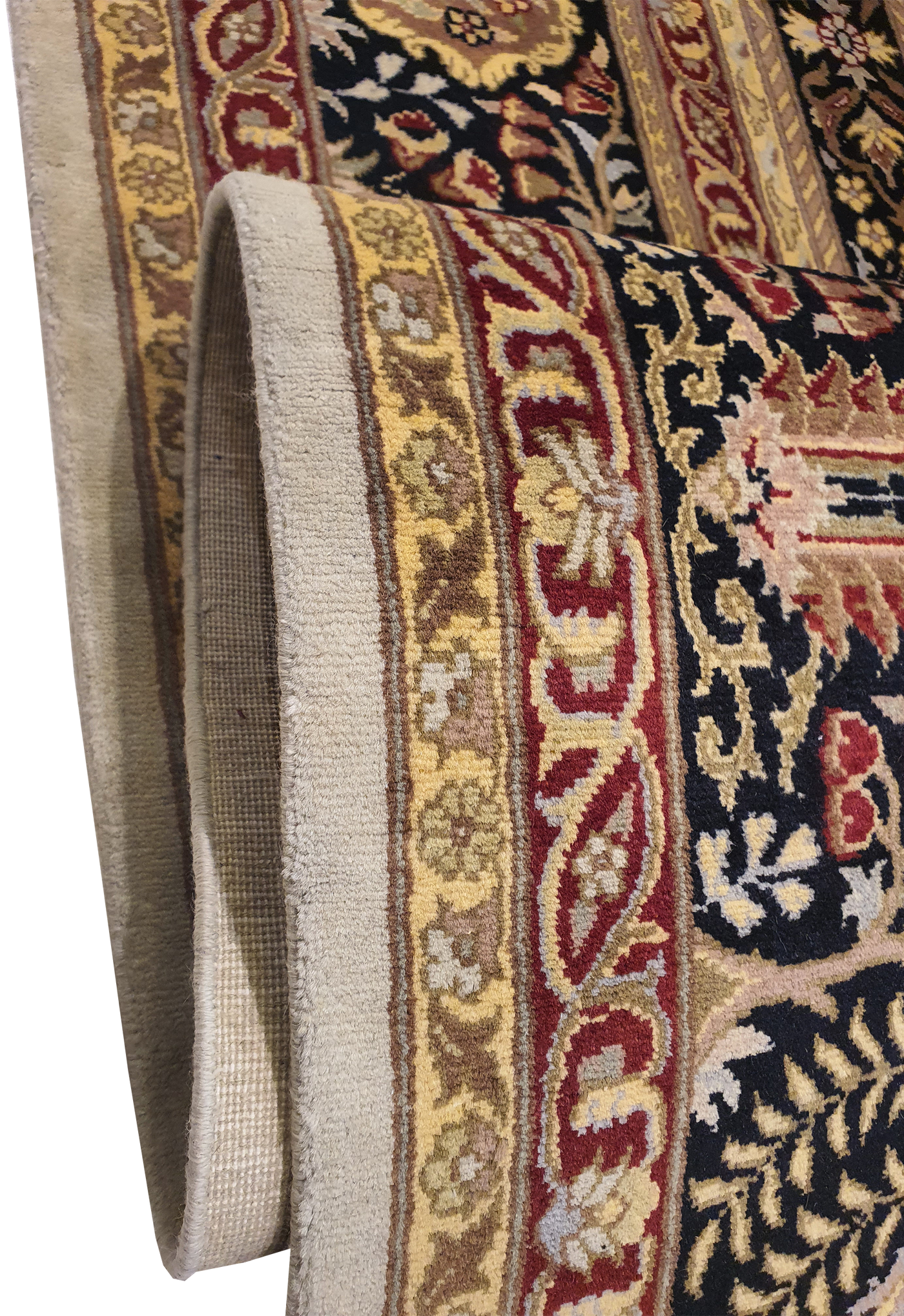 SUPERFINE PAK PERSIAN ISFAHAN ALLOVER BOXES DESIGN MADE OF BABY LAMBS WOOL LIGHT BROWN WITH DARK BORDER - AR3967