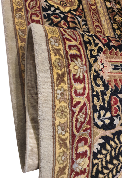 SUPERFINE PAK PERSIAN ISFAHAN ALLOVER BOXES DESIGN MADE OF BABY LAMBS WOOL LIGHT BROWN WITH DARK BORDER - AR3967