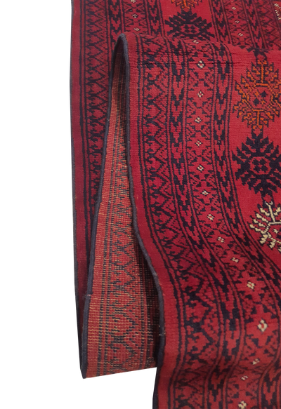 SUPERFINE PERSIAN TURKAMAN RED WOOL ON WOOL ALLOVER ELEPHANT FOOT PATTERN - AR3975