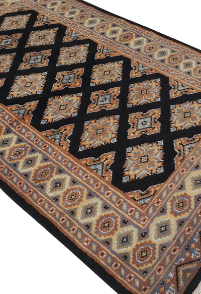 SUPERFINE BUKHARA BLACK ALLOVER DIAMOND DESIGN WITH SILK - AR4001