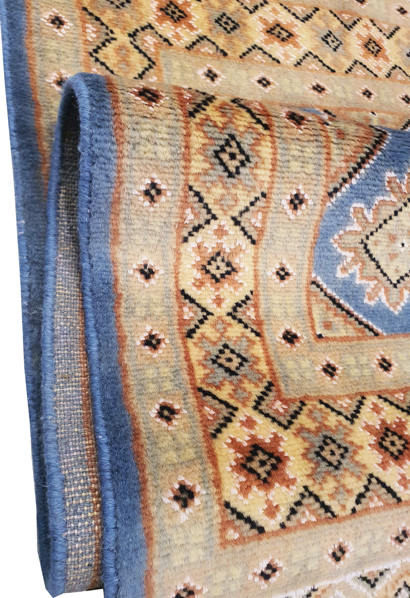 SUPERFINE BUKHARA SILK & WOOL LIGHT BLUE & YELLOW WITH DIAMOND SHAPER MOTIF - AR4003