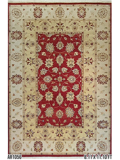 Indo Vegi Khazak with Double Border Design- 8.11 X 11.10 FT - AR1056