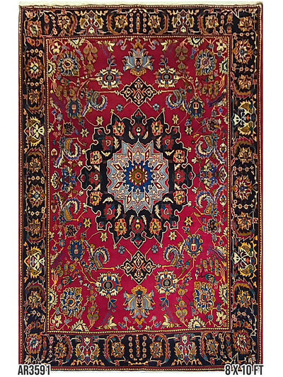 Persian Hand-Knotted Hamadan Tribal Wool Carpet - 8 x 10 FT - AR3591