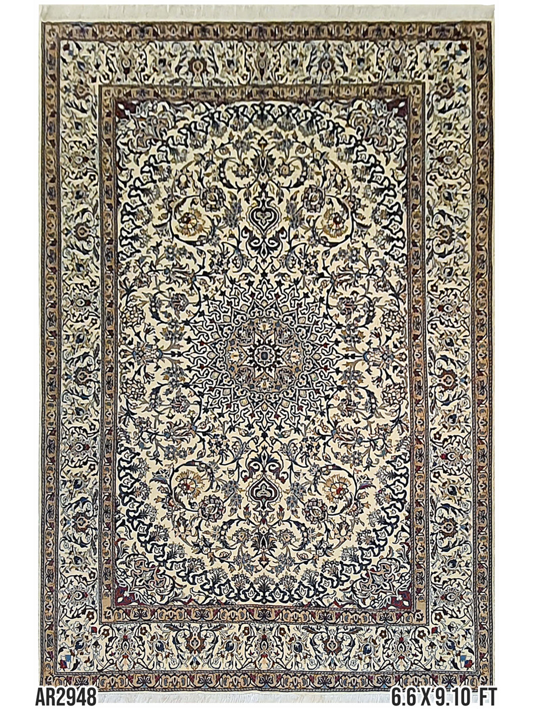 Persian Nain Blue and Maroon With Brown - 8.0 X 10.0 FT - AR2948