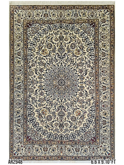 Persian Nain Blue and Maroon With Brown - 8.0 X 10.0 FT - AR2948