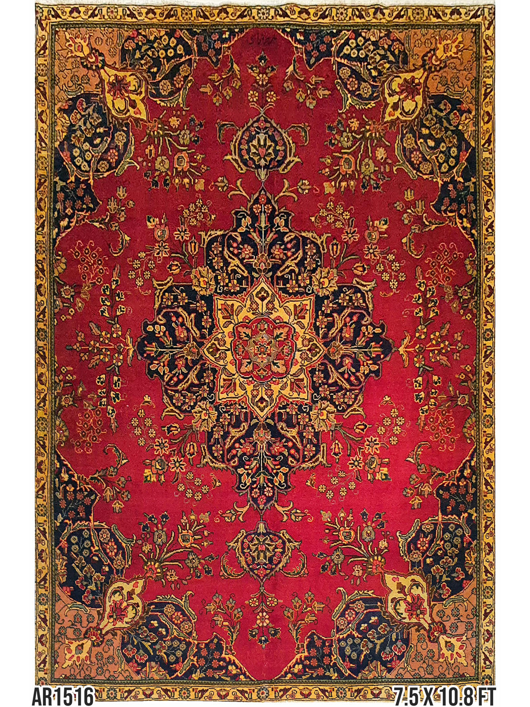 Persian Tabriz Tribal Gold Wash - 7.5 X 10.3 FT - AR1516