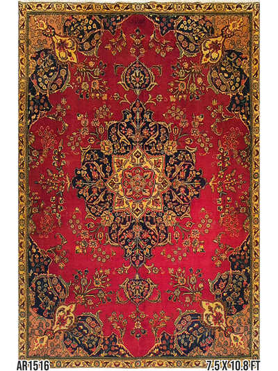 Persian Tabriz Tribal Gold Wash - 7.5 X 10.3 FT - AR1516