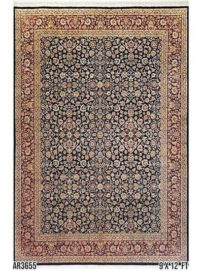 PAK PERSIAN ISFAHAN BABY LAMB WOOL ALLOVER FLORAL DESIGN - 9 X 12 FT - AR3655