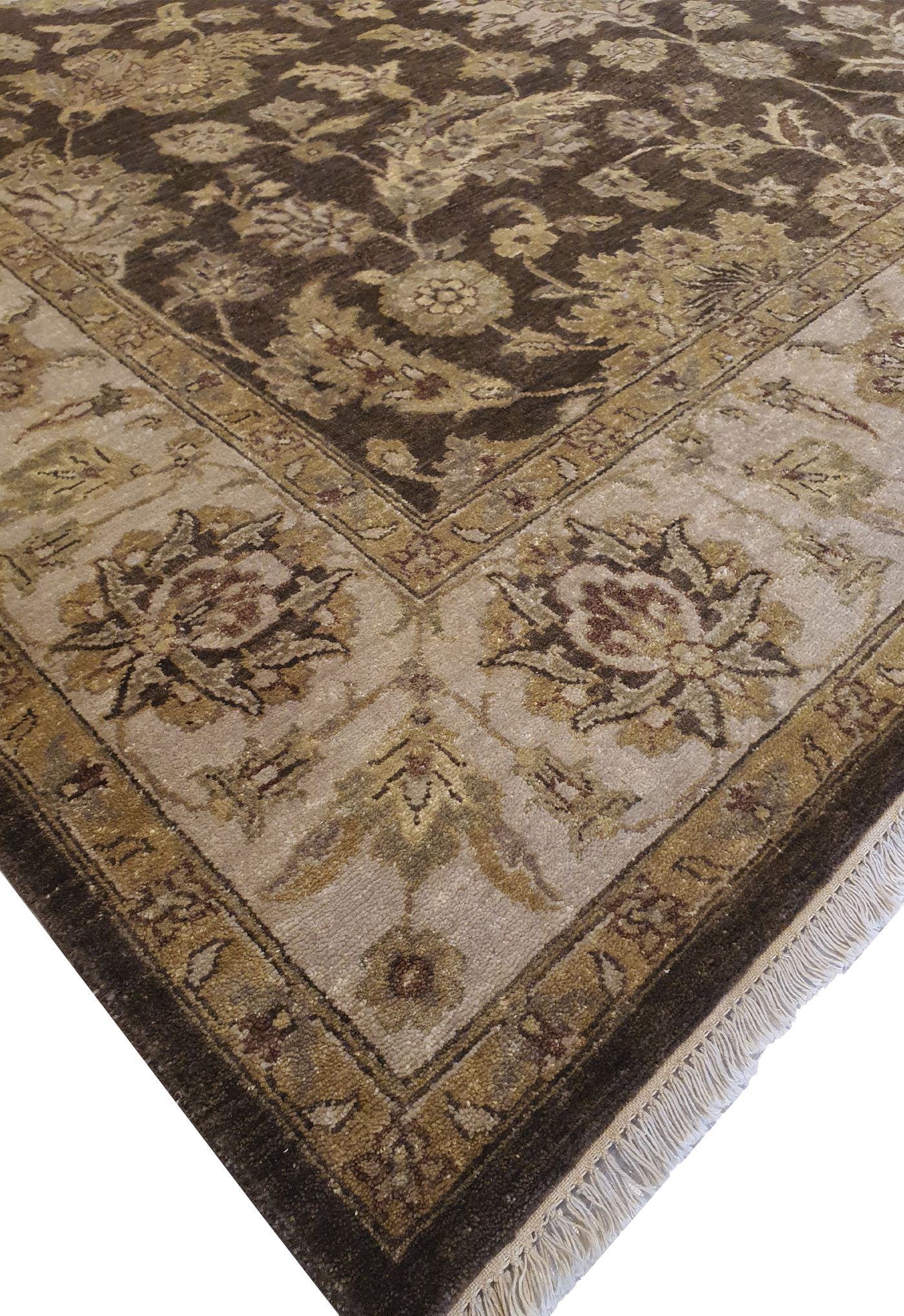 Indo Isfahan Allover Floral Design Dark Brown and Light Brown - VP084