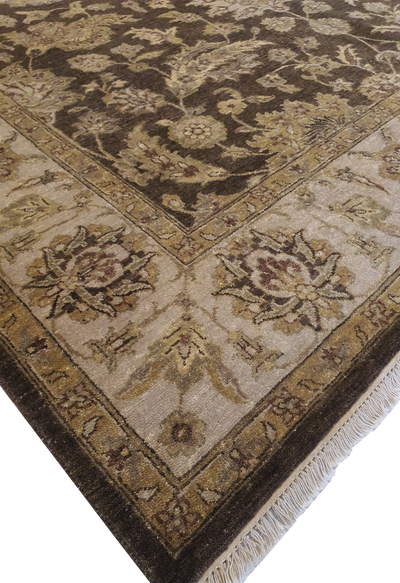 Indo Isfahan Allover Floral Design Dark Brown and Light Brown - VP084