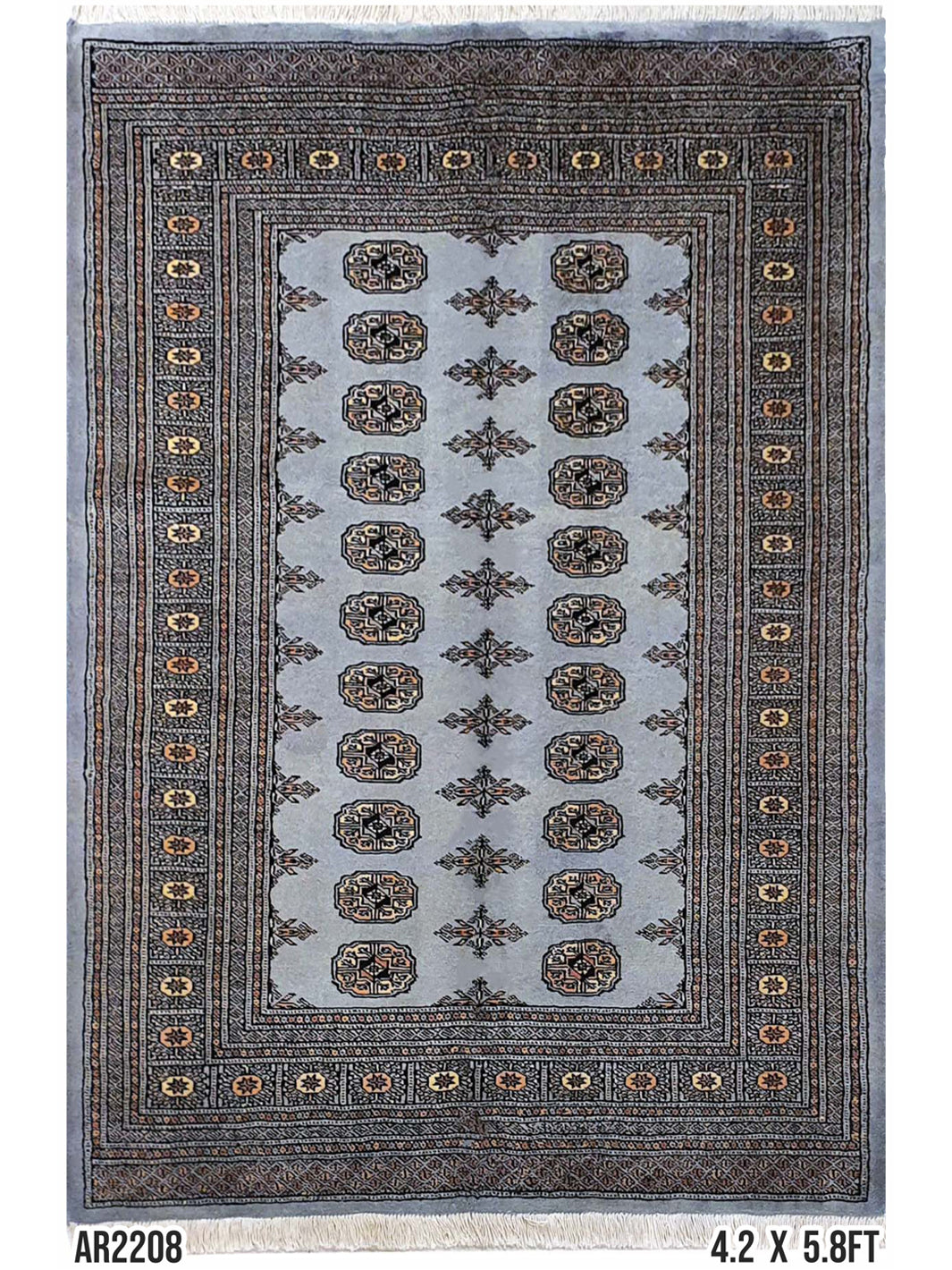 Persian Bokharah Grey - 4.02 X 5.08 FT - AR2208