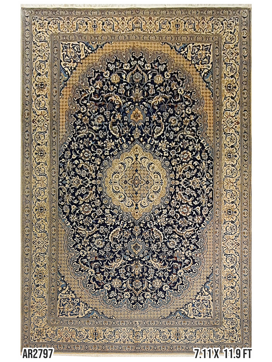 Persian Nain Inlet Silk - 7.11 X 11.9 FT - AR2797