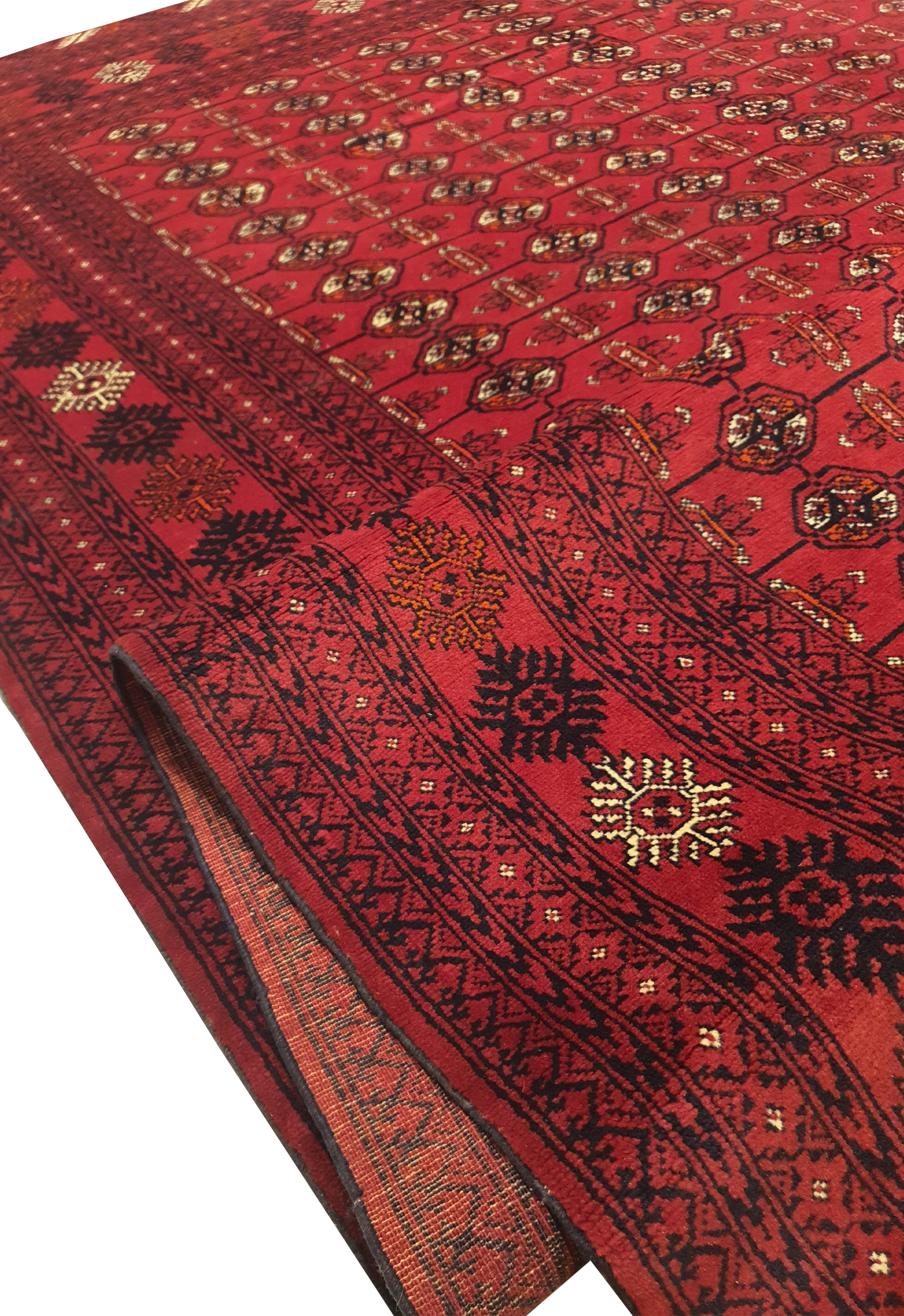 SUPERFINE PERSIAN TURKAMAN RED WOOL ON WOOL ALLOVER ELEPHANT FOOT PATTERN - AR3975