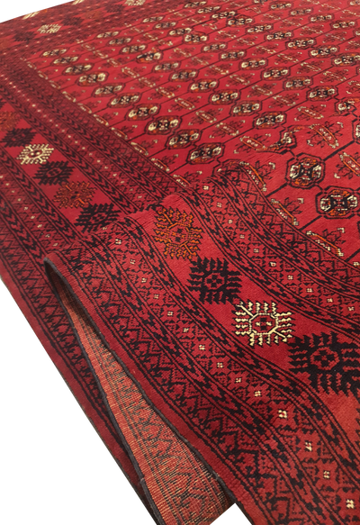 SUPERFINE PERSIAN TURKAMAN RED WOOL ON WOOL ALLOVER ELEPHANT FOOT PATTERN - AR3975
