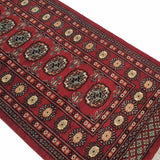 SUPERFINE BUKHARA RED RUNNER WITH ELEPHANT FOOT RED AND BLACK BORDER - AR3898