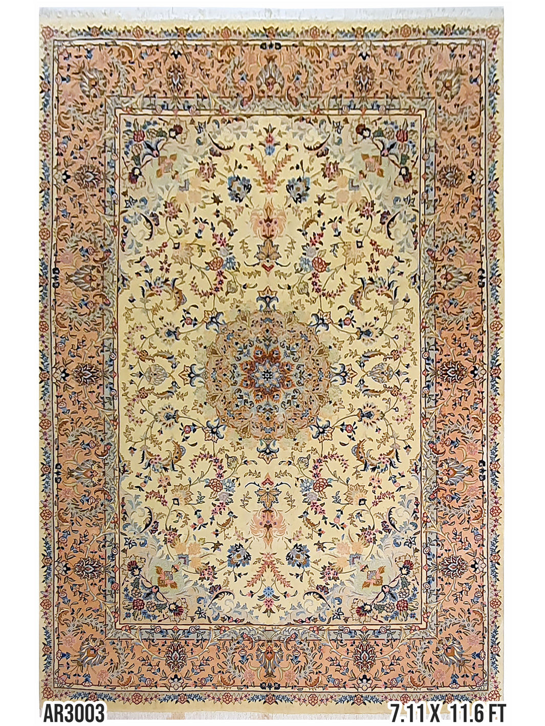 Tabriz Silk and Wool Cream - 7.11 X 11.6 FT - AR3003