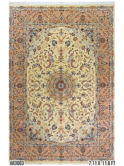 Tabriz Silk and Wool Cream - 7.11 X 11.6 FT - AR3003