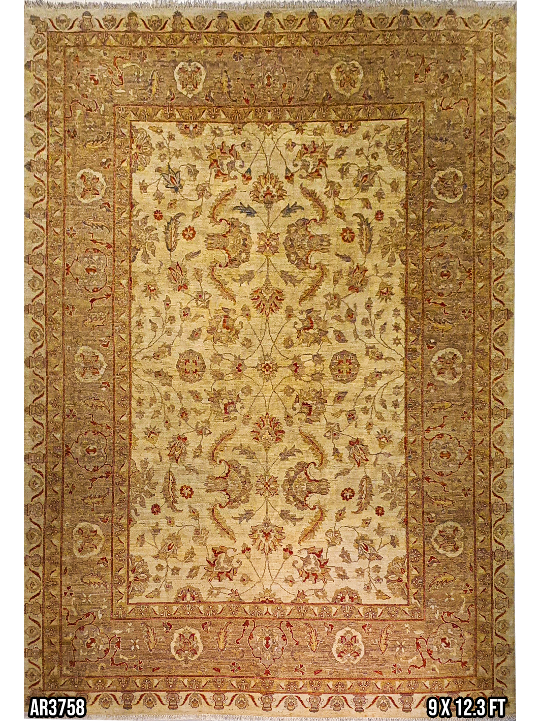 Chobi Allover Design Cream - 9 X 12.3 FT - AR3758