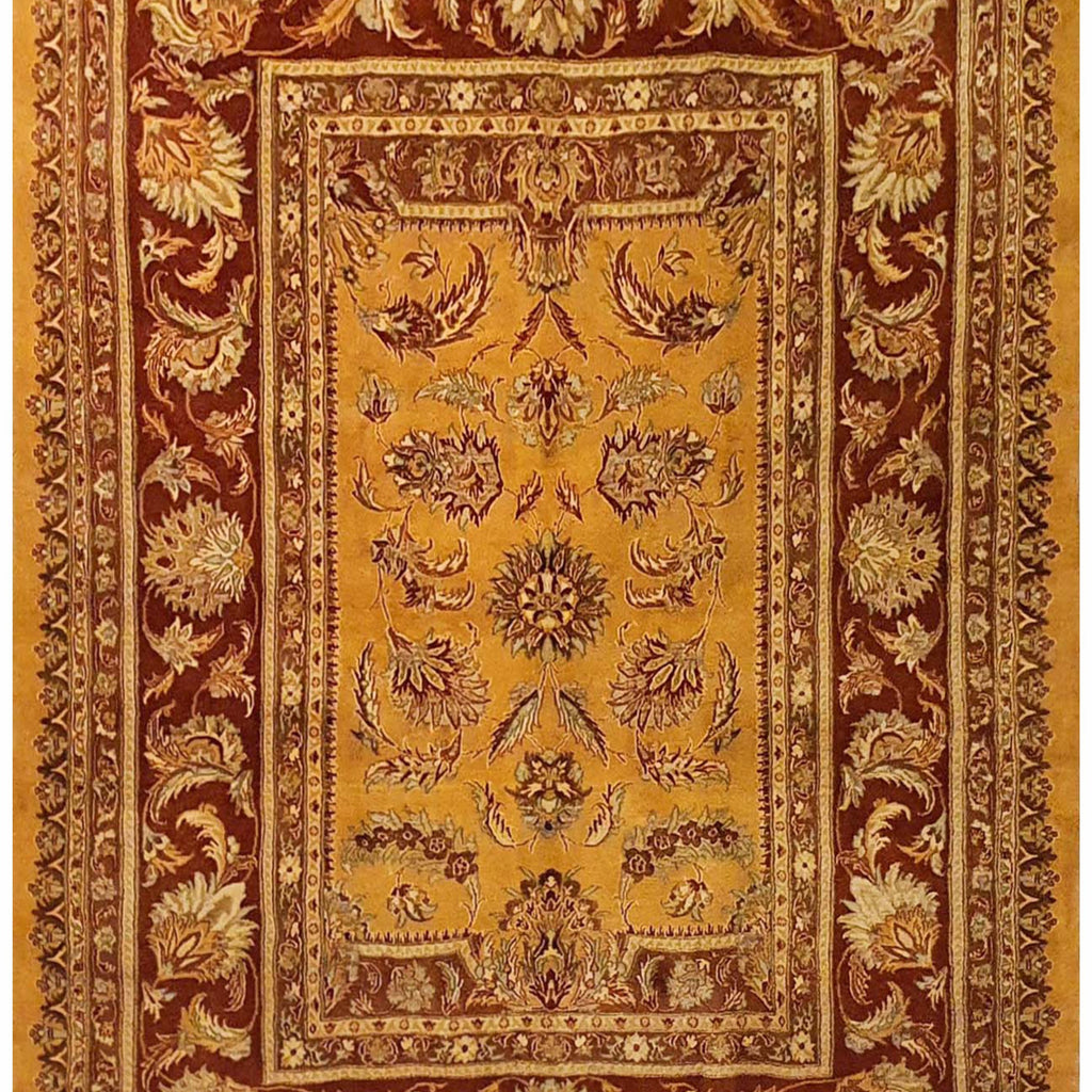 Persian Tabriz Mashad Allover Design Yellow and Rust - AR1081