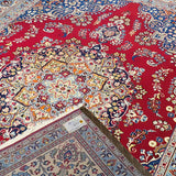 Superfine Persian Kirman Red & Blue With Cream Border-AR3406