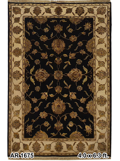 Indo Isfahan with Flower Emboss Design - 4.0 X 6.3 FT - AR1675