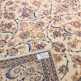 Persian Nain Ivory Color with Blue and Brown Fine Flowers with Silk All-over Design - AR3542