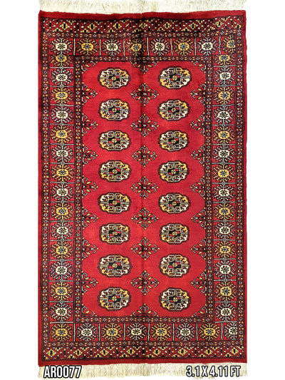 Pak Single Knot Bokhara Red With Double Bokhara Motif - AR0077