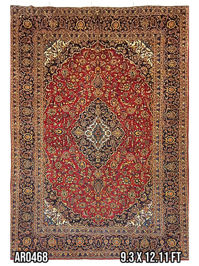 Persian Keshan Design with Centre Medallion - 9.3 X 12.11 FT - AR0468