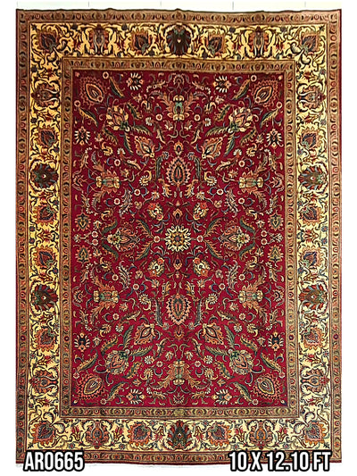 Persian Tabriz Rival Design Red and Cream - 10.0 X 12.10 FT - AR0665