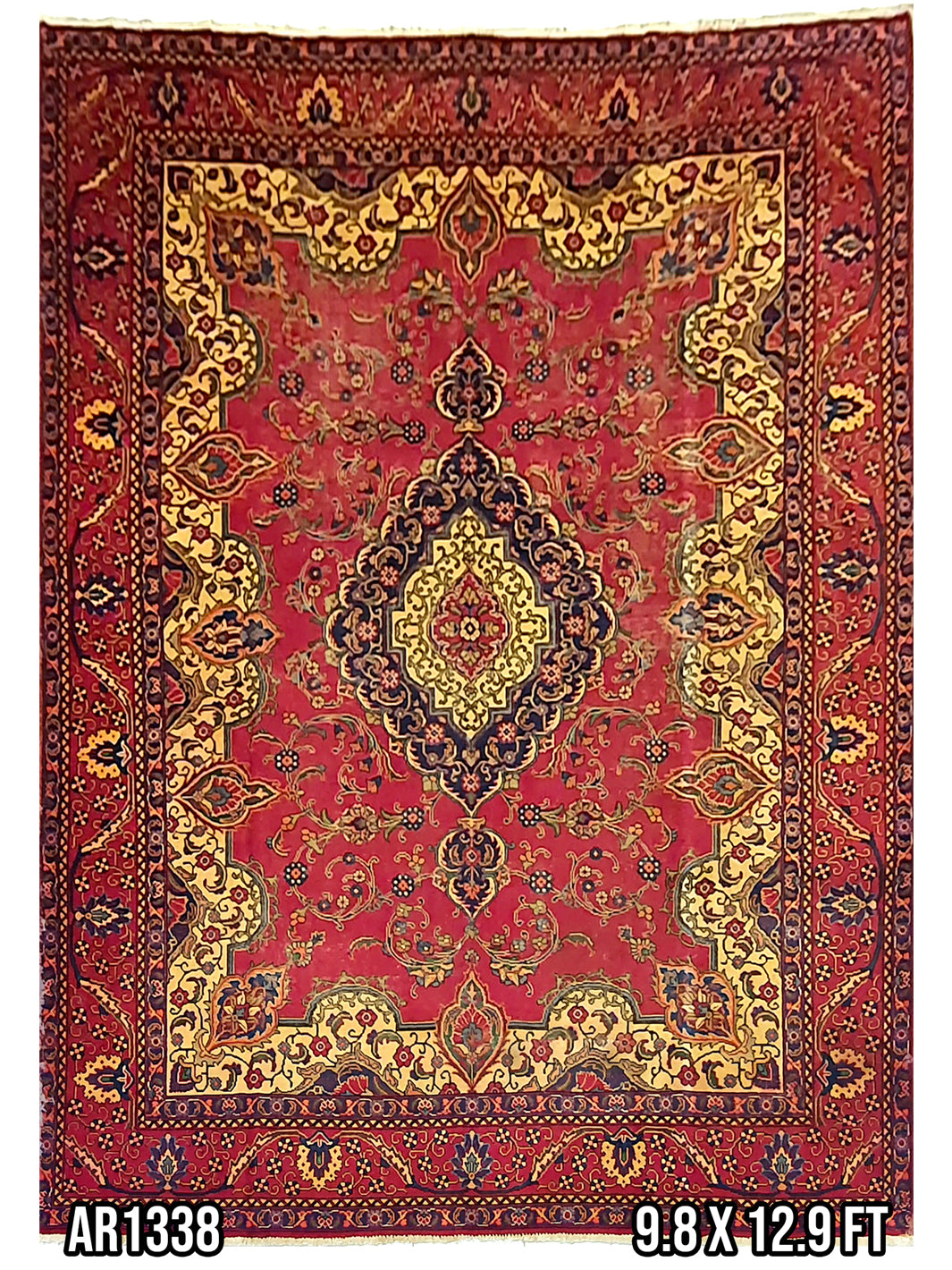 Persian Tabriz Red With Blue - 9 X 12 FT - AR1338