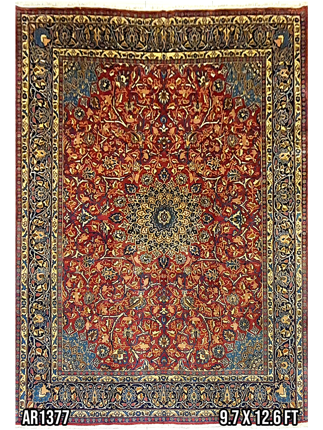 Persian Kishan Centre Medallion - 9.7 X 12.6 FT - AR1377