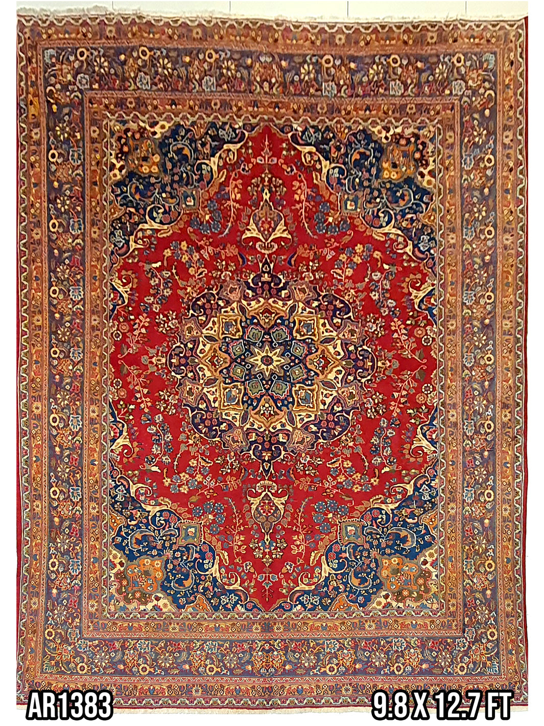 Persian Kishan Red With Blue - 9.8 X 12.7 FT - AR1383