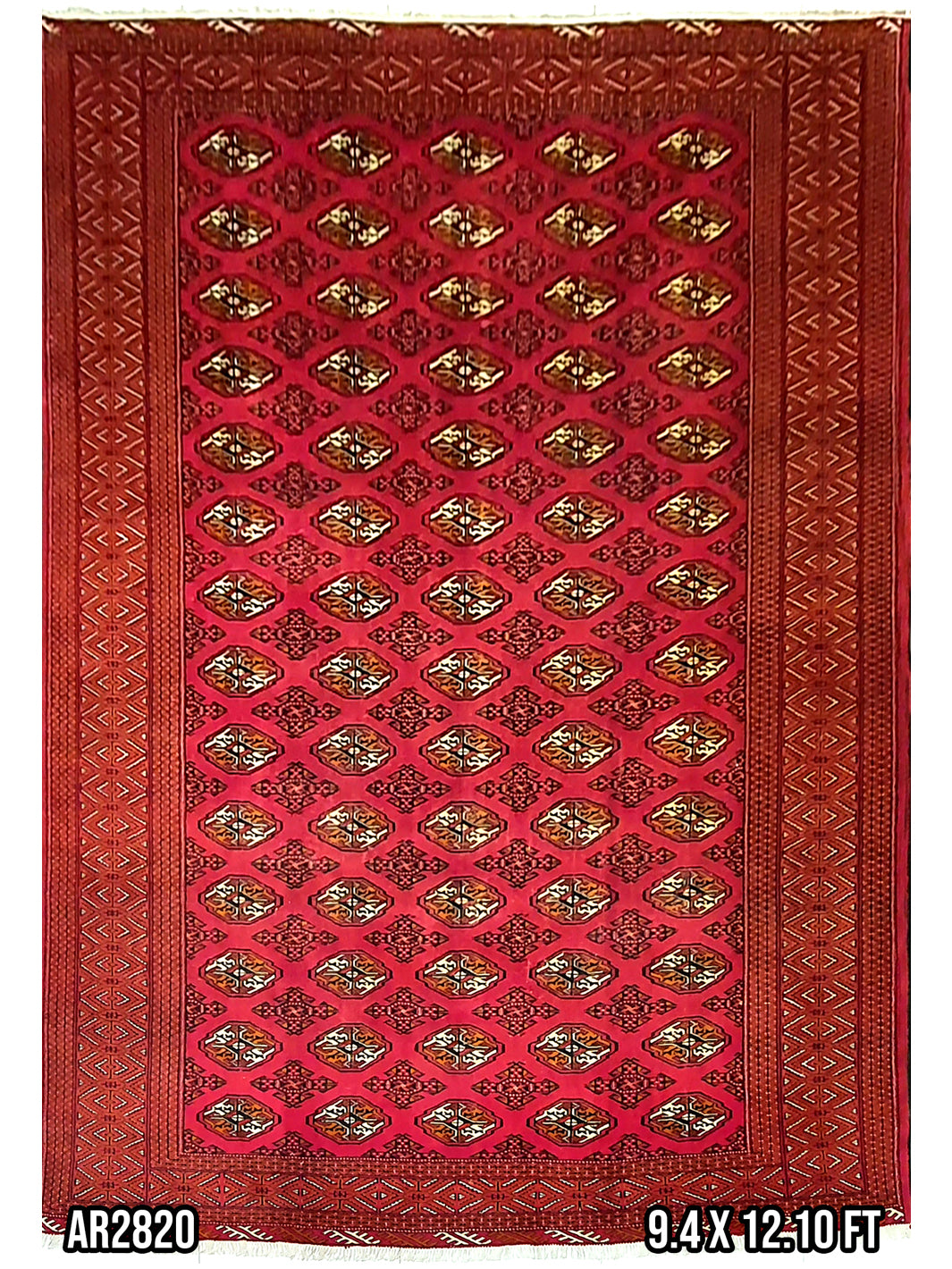 Turkman Old Allover Bukhara Design - 9.4 x 12.10 FT - AR2820