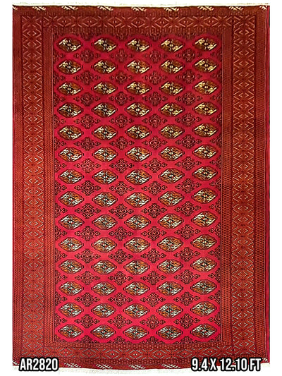 Turkman Old Allover Bukhara Design - 9.4 x 12.10 FT - AR2820