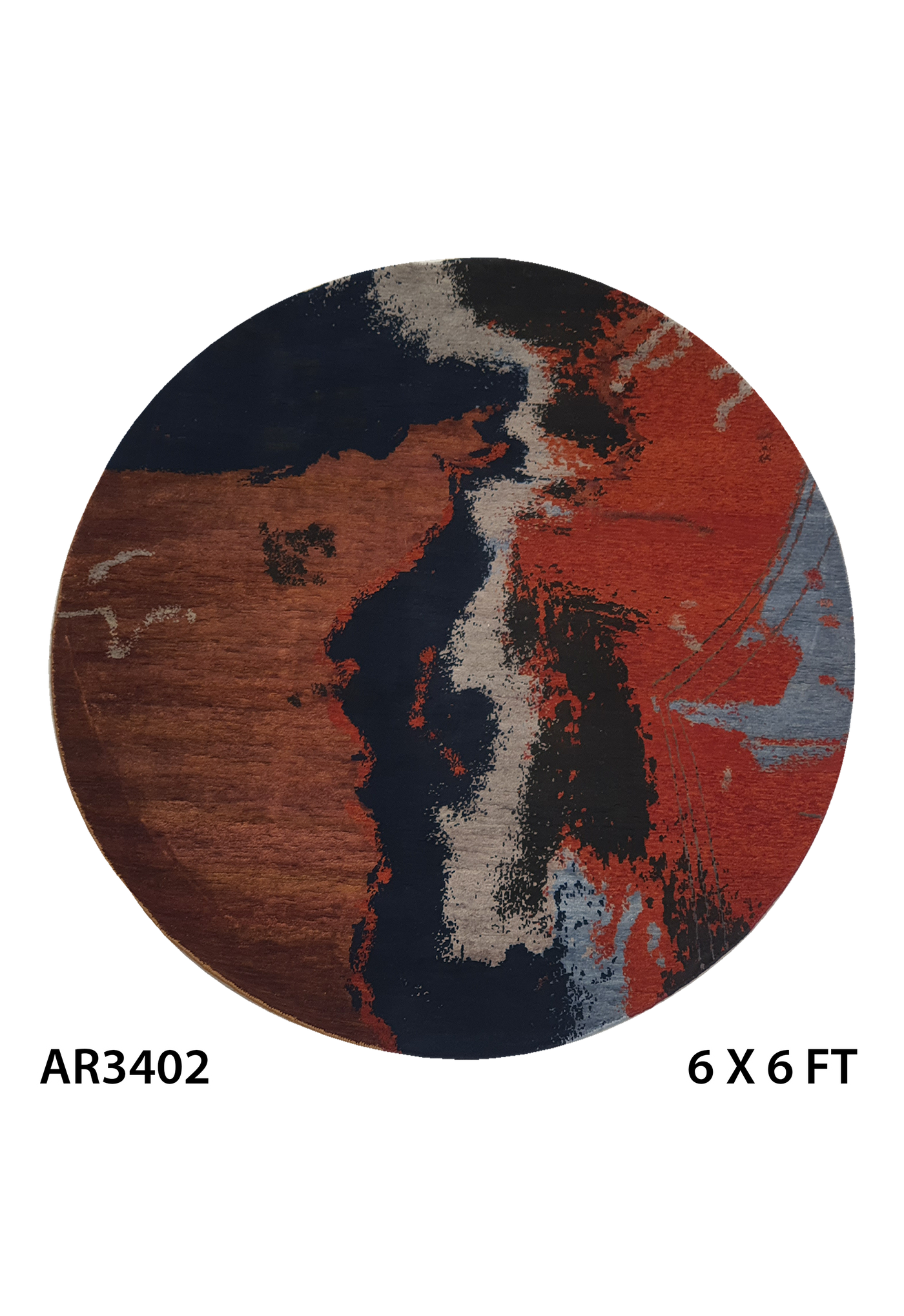 Superfine Gabbeh Round ,Blue ,Brown And Rust Colour-AR3402