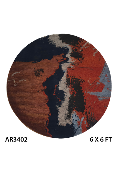 Superfine Gabbeh Round ,Blue ,Brown And Rust Colour-AR3402
